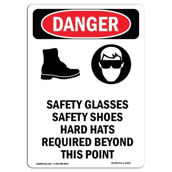 OSHA Sign, Glasses Safety, 10in X 7in Rigid Plastic, 7
